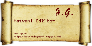 Hatvani Gábor névjegykártya