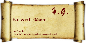 Hatvani Gábor névjegykártya